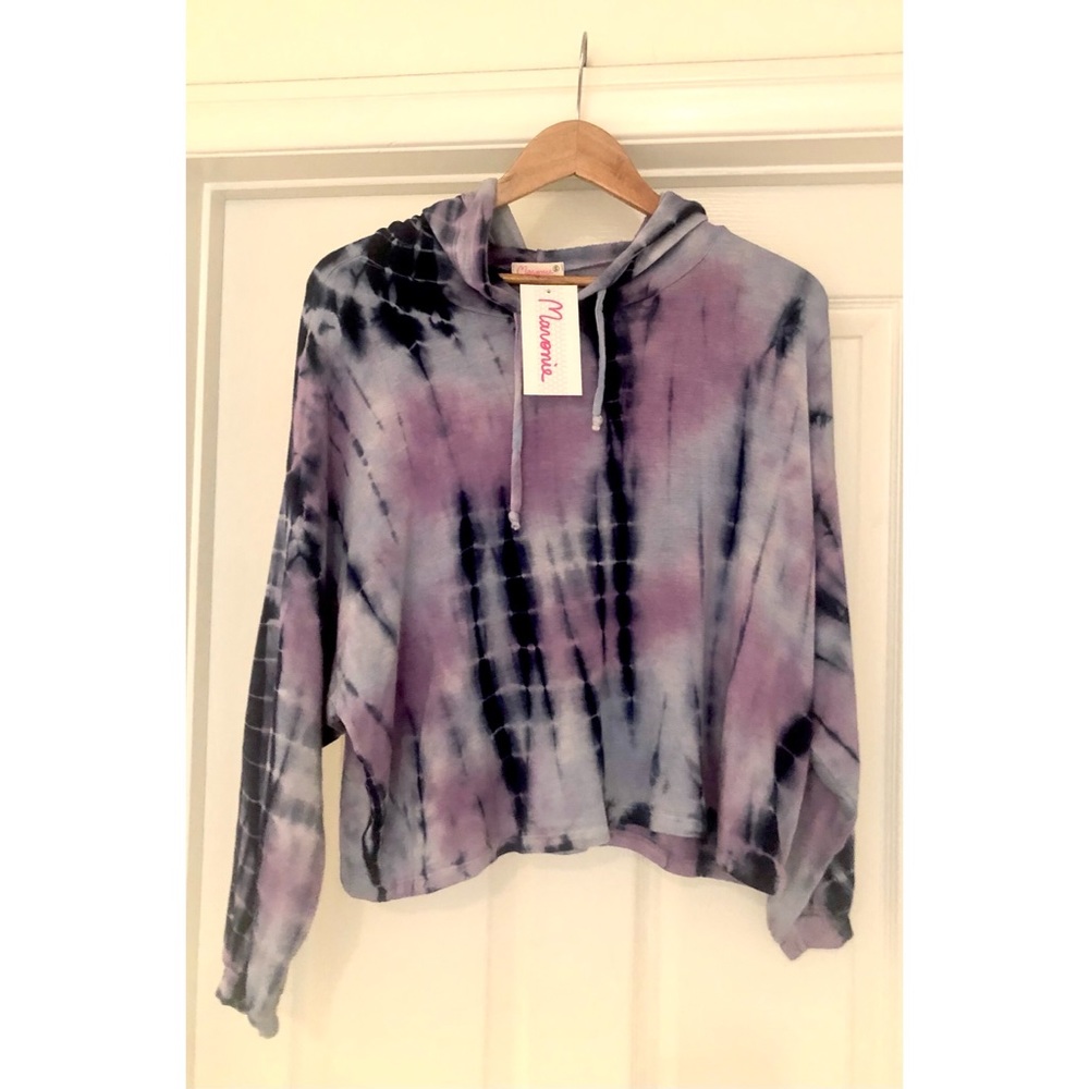 MARONIE LA Tie Dye Hooded Crop Sweatshirt BRAND NEW Size Medium! - Picture 3 of 9